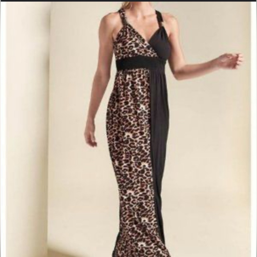 Lascana Venus half Animal Print half Black Maxi Criss Cross Bust & Elastic Waist